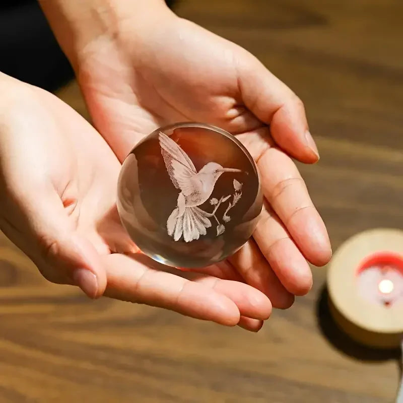 3D hummingbird crystal ball