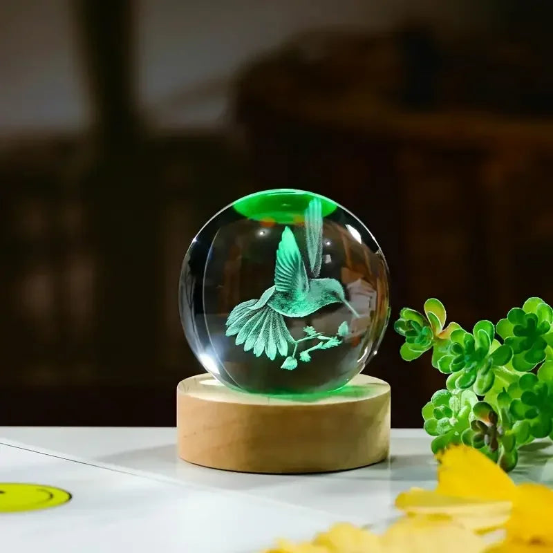 3D hummingbird crystal ball