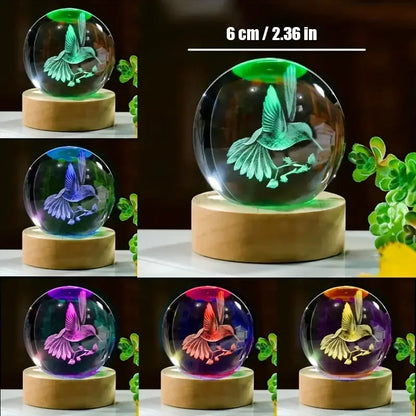 3D hummingbird crystal ball