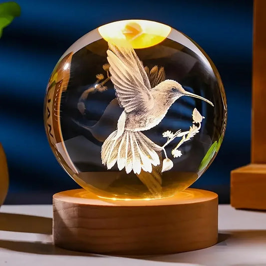 3D hummingbird crystal ball